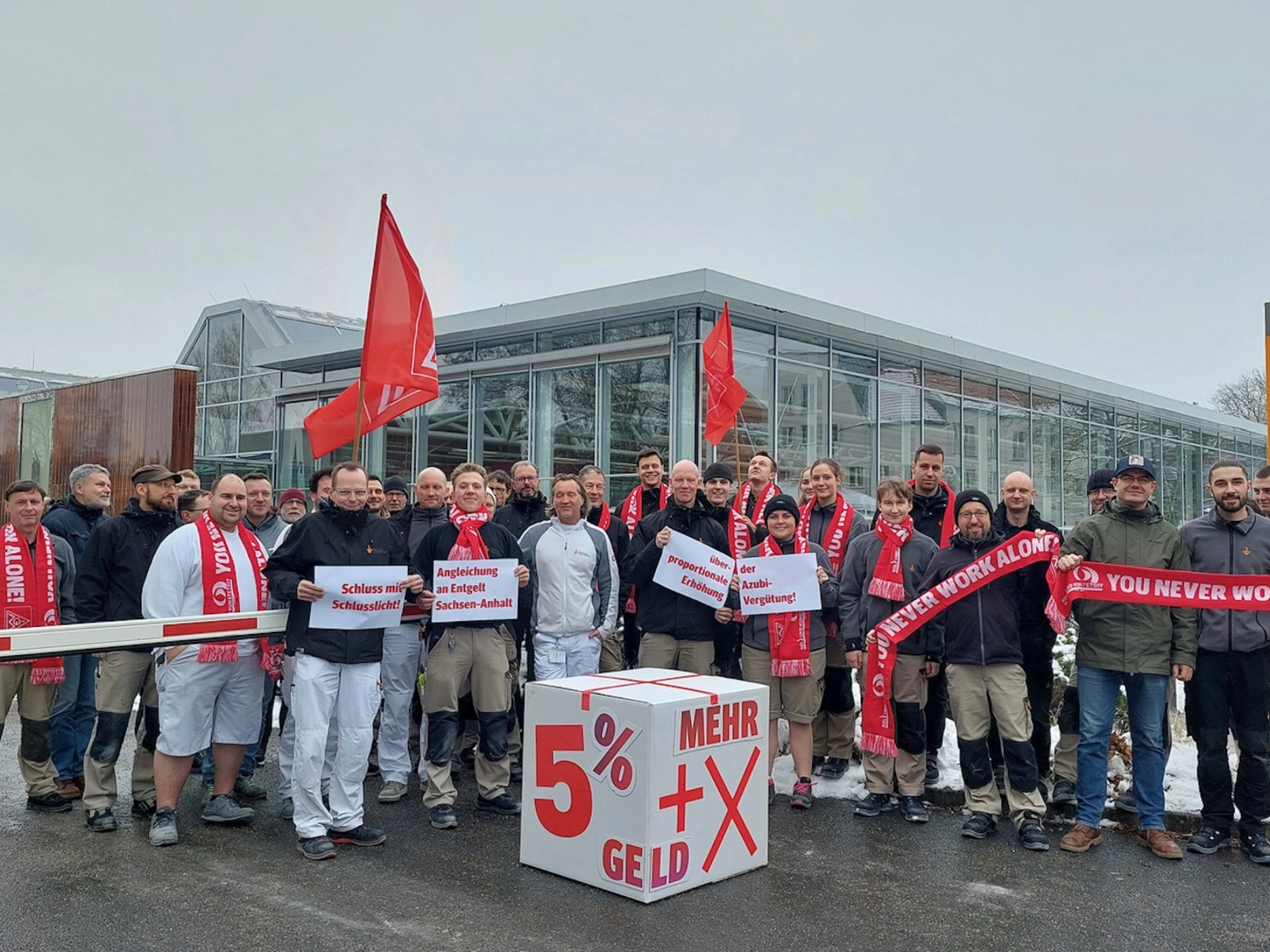 Aktion der Beschäftigten der Deutschen Werkstätten Hellerau am 28. Januar 2026 um 12 Uhr