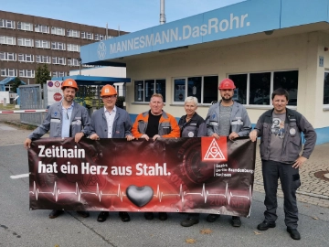 Mehrheit für die IG Metall im Betriebsrat des Mannesmannröhren-Werkes in Zeithain