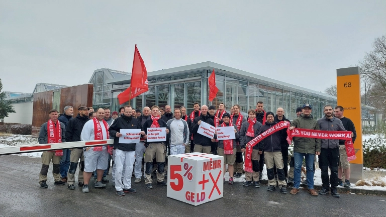 Aktion der Beschäftigten der Deutschen Werkstätten Hellerau am 28. Januar 2026 um 12 Uhr